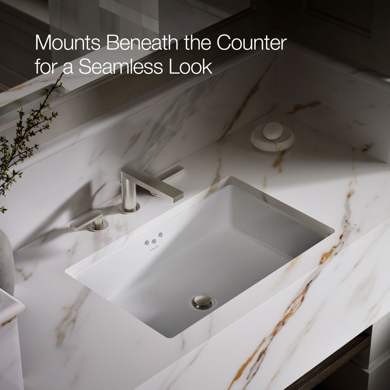 Kathryn® Vitreous China Rectangular Undermount Bathroom Sink with Overflow, White