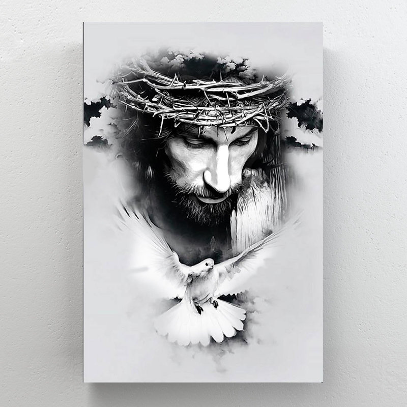 Jesus & Dove - 1 pièce, impression sur toile tendue, H 36 po x l 24 po x P 2 po