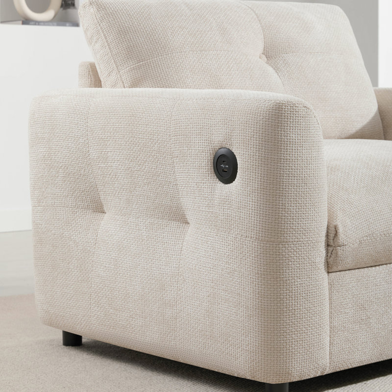 Chaise d'appoint moderne rembourrée avec port USB - canapé simple pour le salon et la chambre à coucher
