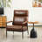 Mid-Century Modern Leatherette Armchair With High Back And Padded Arms-1088841216