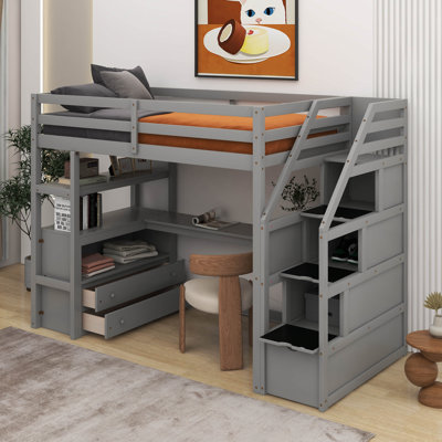 Loft Bed With Desk And Shelves