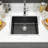 Black Granite Composite Quartz Sink, Embedded Design Under The Table, Suitable For Installation And Use In Kitchen Bar Counter