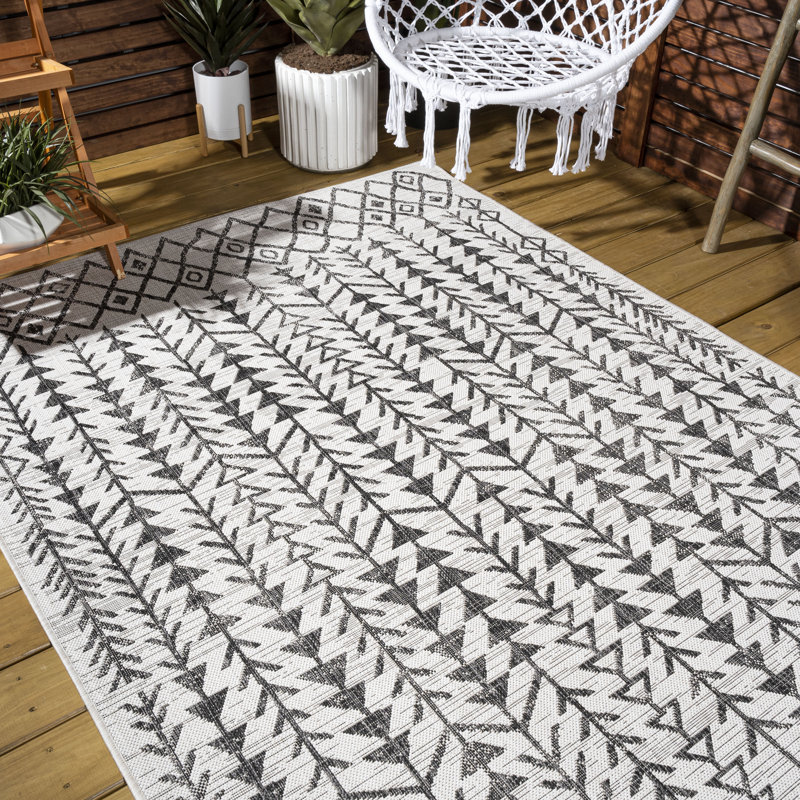 Tapis ivoire / noir Whipe Bohemian, Rectangle 3 pi 1 po x 5 pi