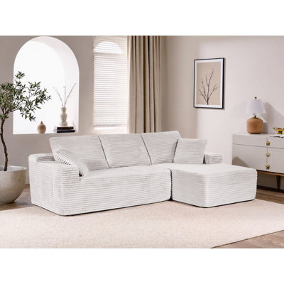 Velours côtelé de 104 po en forme de L sans os pour la vie en appartement et en famille, velours côtelé doux, configurations modulaires, expérience Cloud Couch, installation facile,