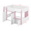 Lit mezzanine double avec rangement, porte et fenêtre, structure de lit en bois avec rangement-581308162