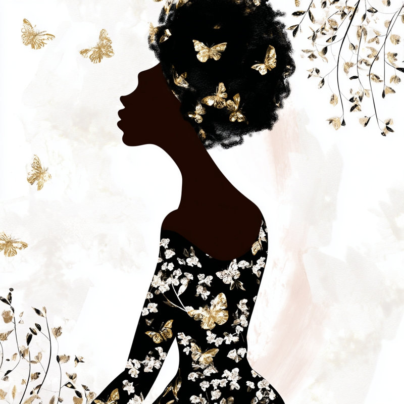 Art mural sur toile tendue Ebony Bloom, L 12 po x H 12 po x P 1 po