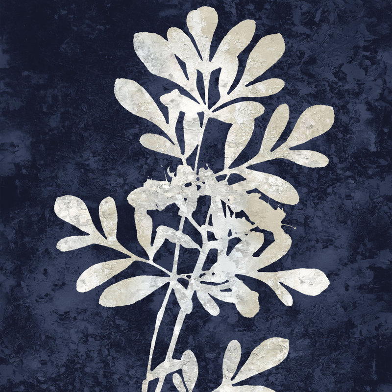 Tan And Navy Floral 2 by Danielle Carson - Wrapped Canvas Print, 30cm H x 30cm W x 3.8cm D