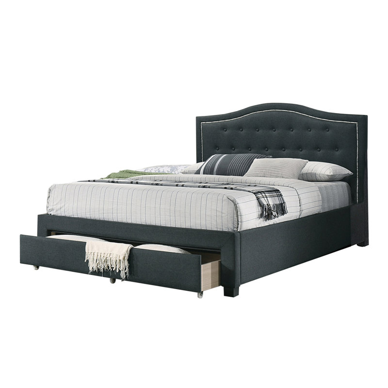 Gurdas Upholstered Platform Storage Bed, Charcoal, King