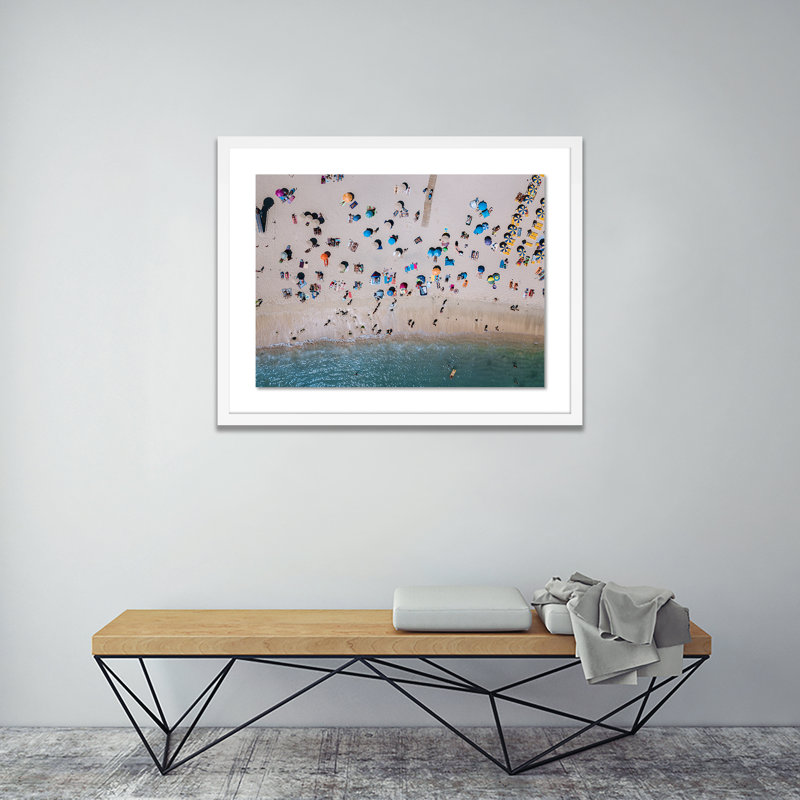 Aerial Beach 1 Print by Michael Schauer, 32" H x 40" W x 2.5" D, White