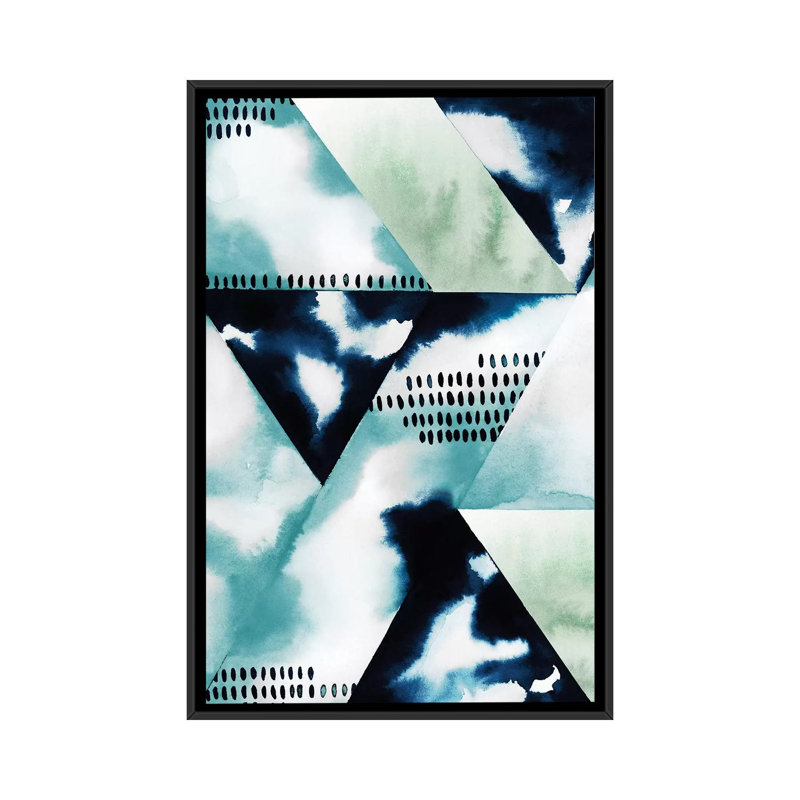 « blue billow ii », reproduction d’impression sur toile, H 26 po x l 18 po x P 1,5 po, Toile avec cadre noir, Pas de tapis