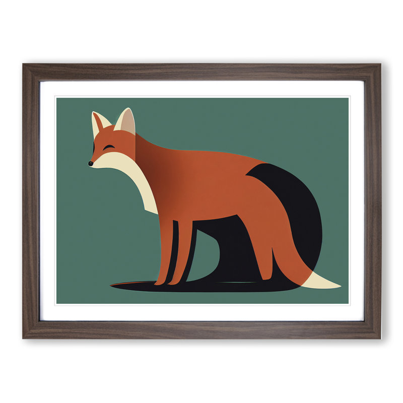 A First Rate Abstract Fox - Single Picture Frame Print, Walnut Framed, 25cm H x 34cm W x 2cm D