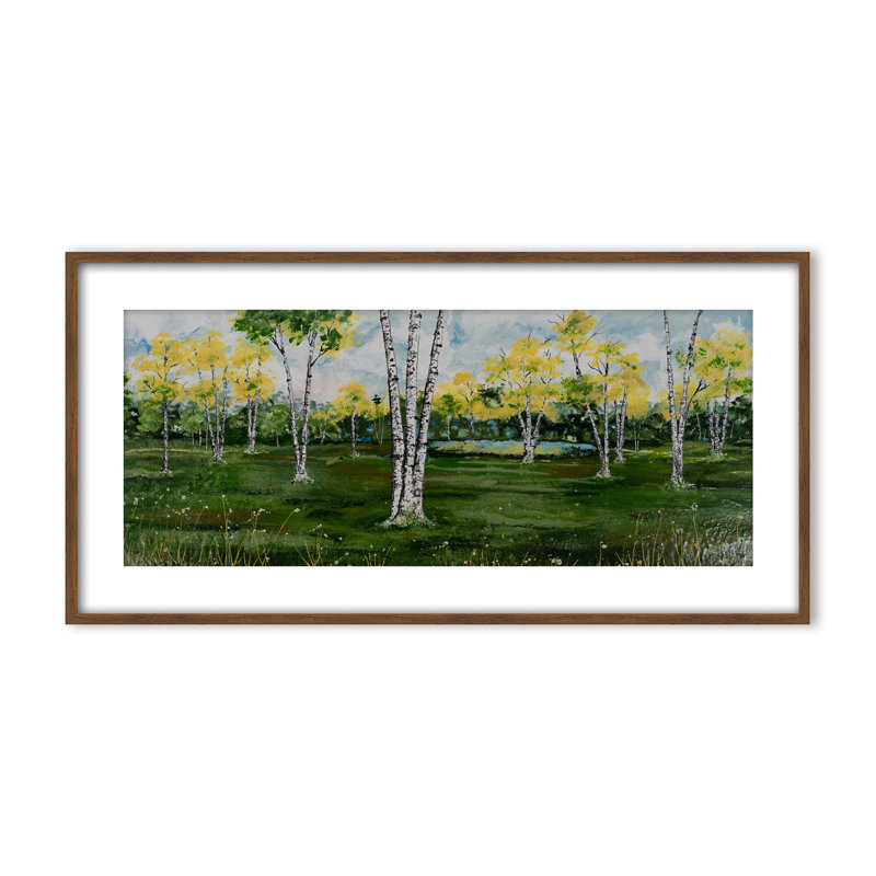 Nature Inspired "Summer Birchscape" Canvas Wall Art By , 12" H x 24" W, Framed Print, White