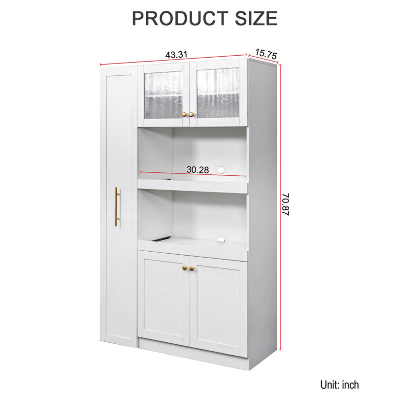 Multi-Layer Pull-Out Kitchen Storage Rack With 4 Doors, White