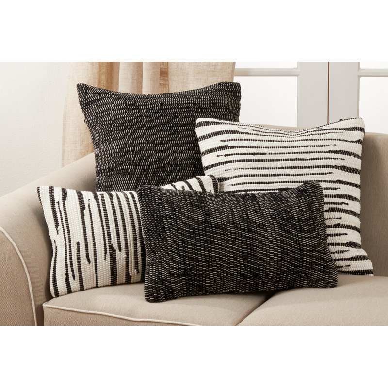 Black and White Zebra Chindi Cotton Blend Rectangular Throw Pillow