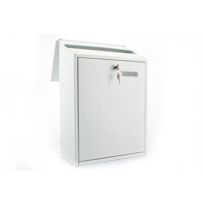 Grand Large Wall Mounted Galvanised Steel Lockable Weatherproof Post Box, White