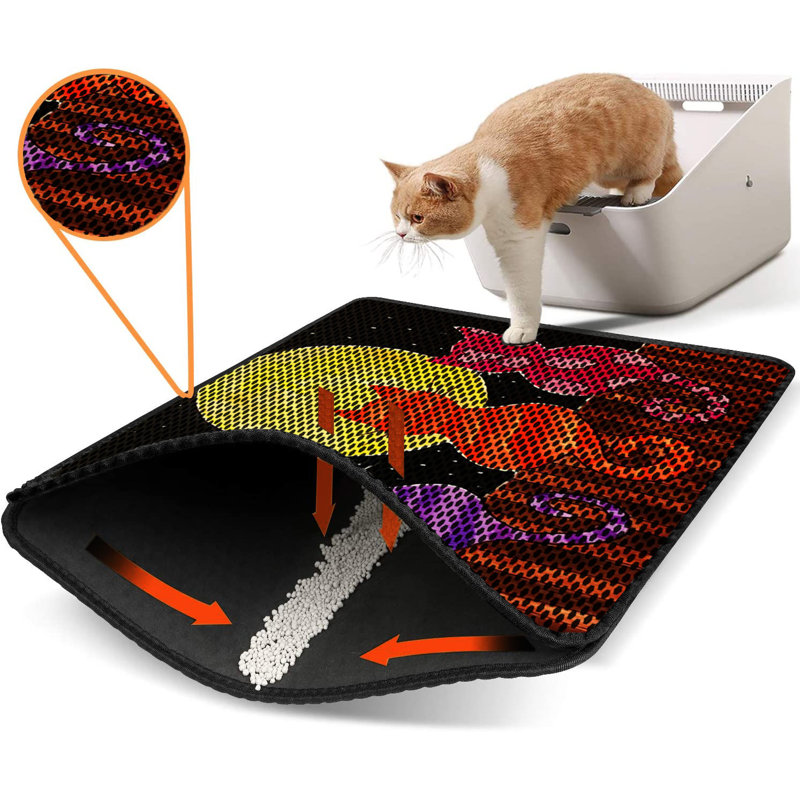 Tapis pour litière de qualité supérieure, 18 po x 24 po | 50% PVC / 50% polyester, lavable à la machine et passer l'aspirateur | Conception durable et facile à nettoyer pour les propriétaires d'animaux de compagnie | Protégez vos planchers des dégâts de la litière
