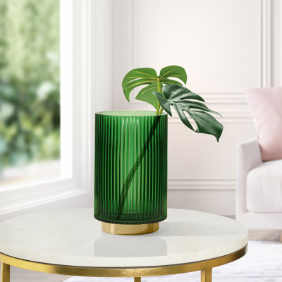 Aybars Ribbed Glass Hurricane Table Vase