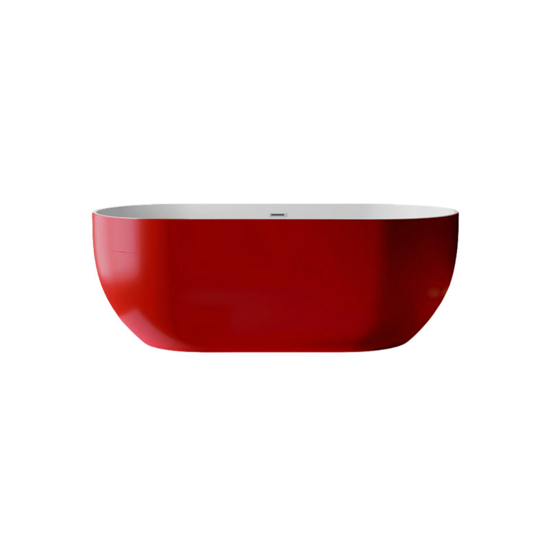 63'' W 23.6'' H Tub & Shower Kit, Red/White