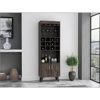 Dark Walnut 1-Drawer 2-Shelf Bar Cabinet