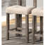 Tabouret à hauteur de comptoir à boutons Taupe, de 2, avec siège confortable et repose-pieds, tabouret avec cadre en bois massif, repose-pieds confortable,