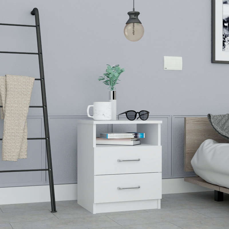Table de chevet de style contemporain, Blanc