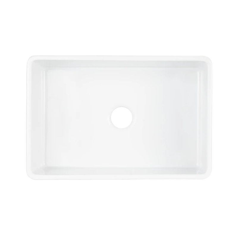 30" White Fireclay Farmhouse Sink with Fluted Apron