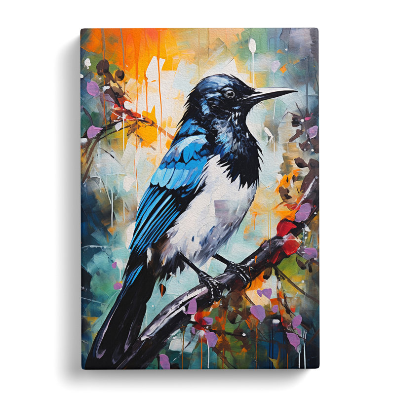 Magpie Expressionism Art - Wrapped Canvas, 50cm H x 35cm W x 3cm D