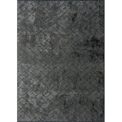 Geometric Flatweave Cotton Dark Gray Rug