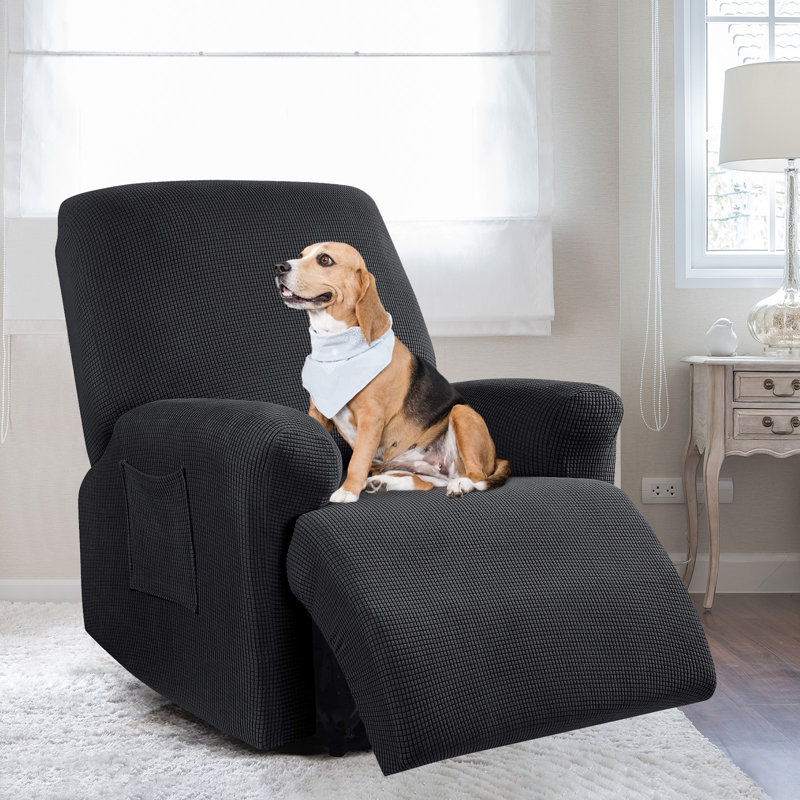 Housse pour fauteuil inclinable à coussins carrés/rectangulaires, Mélange de polyester noir