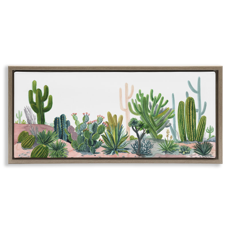 Cactus variés, H 11 po x l 25 po, Cadre flottant orme Montalcino
