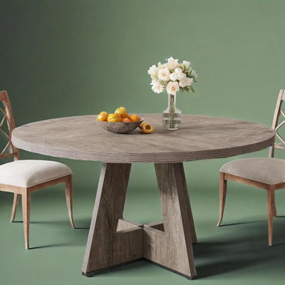 Round Dining Table – Thick Mdf Pedestal Table, Sturdy Durable & Versatile Elegance For Dining Room/kitchen/home Family Gatherings
