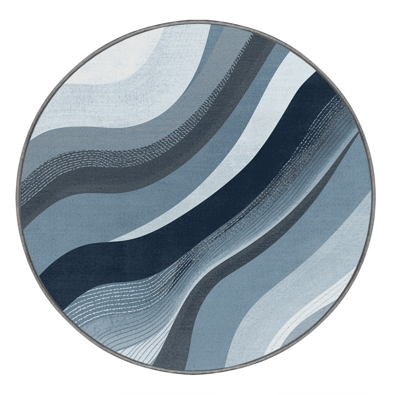 Tapis gris élégant et lavable à la machine Parkchester, Rond 8 pi