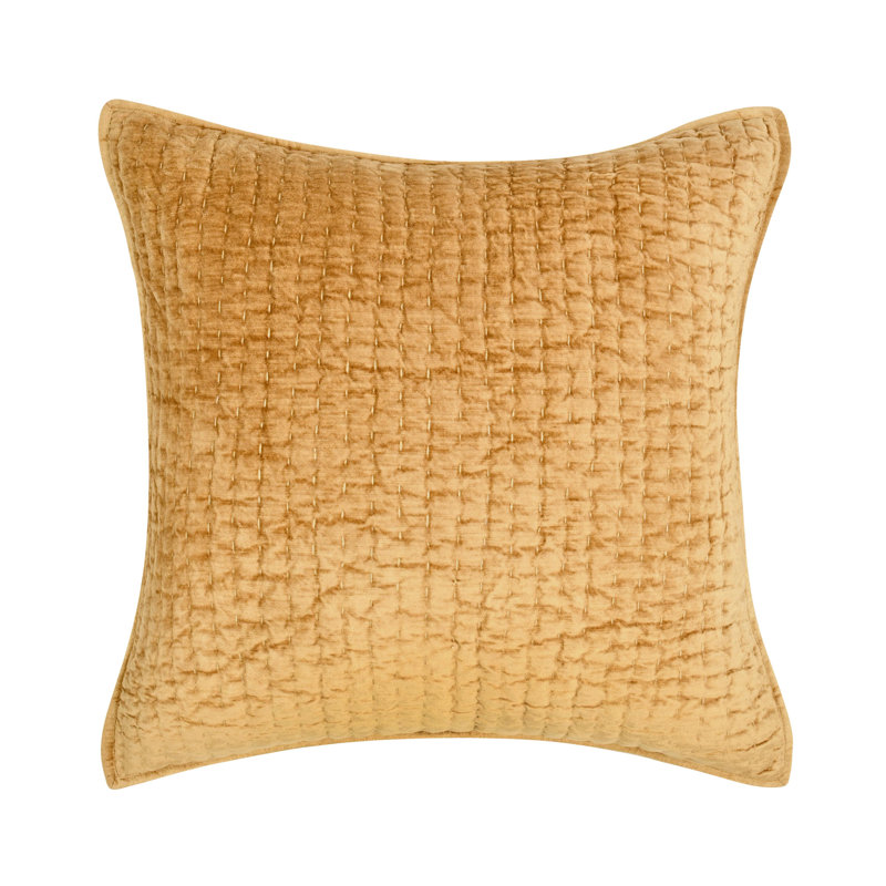 Bari 4-Piece Velvet Rayon Quilt Set, King Quilt + 3 Euro Shams, Honey Gold