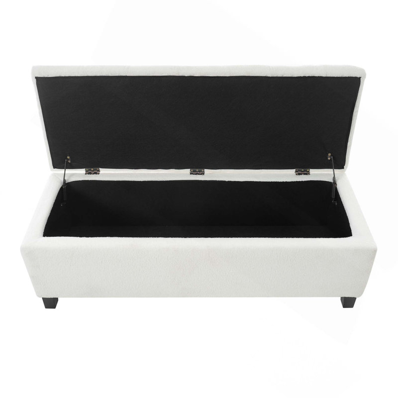 Multi-Functional Ottoman Bench With Smart Pressure Hinges And Ample Storage Solution For Tidy Spaces, White