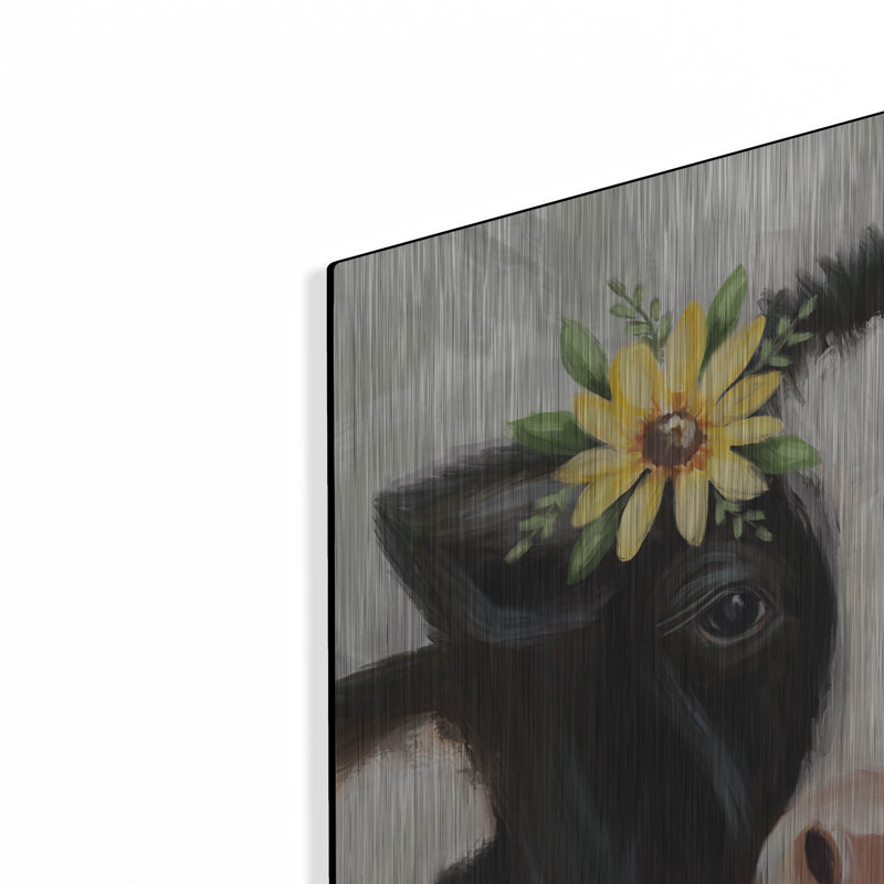  «Daisy Cow» par Elizabeth Tyndall, art mural en métal, 24 po x 24 po, H 24 po x l 24 po