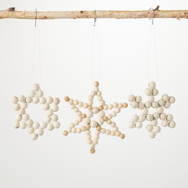 Ensemble d'ornement en forme de perle de bois 3 pièces