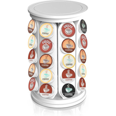 Organisateur de carrousel à dosettes de café: compatible avec 40 dosettes K-Cup, grand support à capsules de café Compacité, nouveau design moderne, organisateur de comptoir de cuisine pour la maison ou le bureau (blanc)