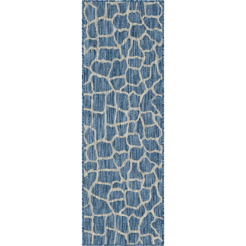 Tapis intérieur / extérieur bleu / gris Muro, Tapis de couloir 2 pi x 6 pi 1 po