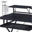 Bureau d'ordinateur noir avec plateau pour clavier