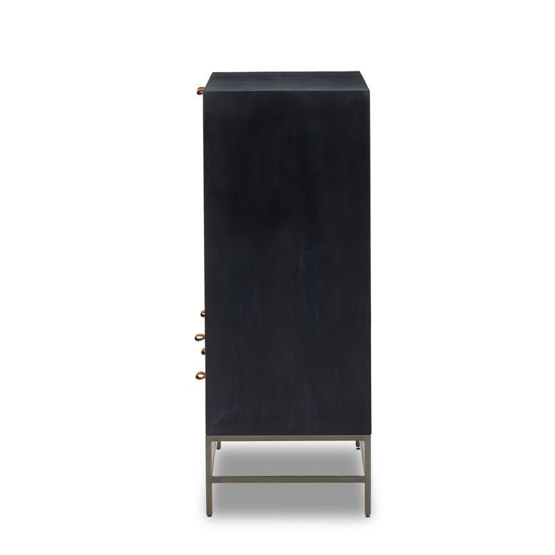 Trey Solid Wood Accent Cabinet, Black Wash Poplar