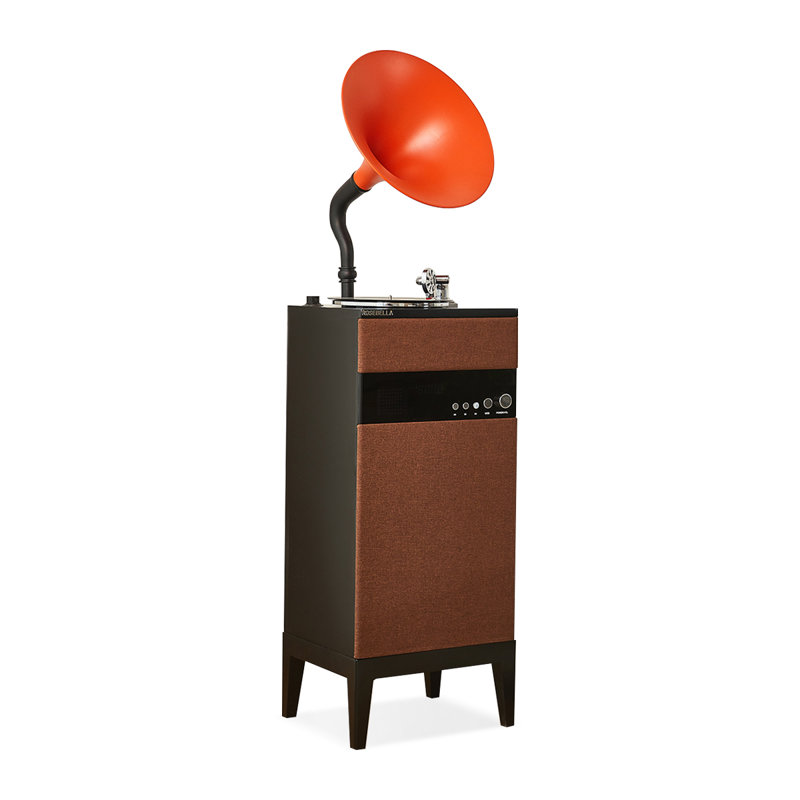 Brownness+Orange Rectangular Solid Wood+Aluminum Media Players