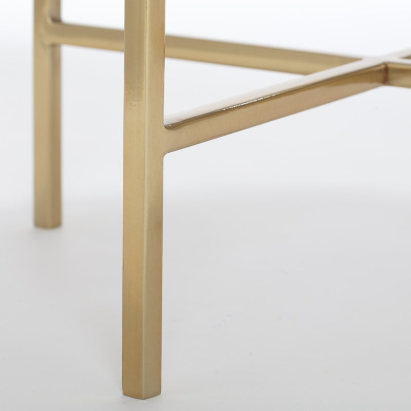 Elliott Round White Marble and Gold Metal Side Table