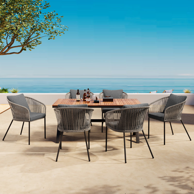 Ensemble repas de patio 7 pièces GO, Gris