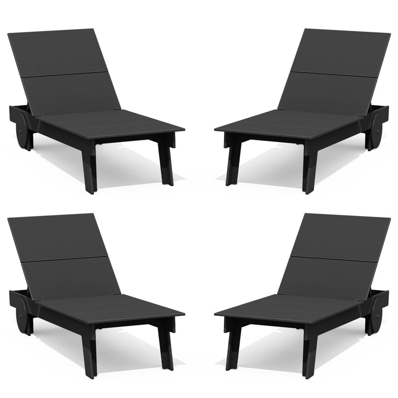Chaise longue Plantation à larges lattes en PEHD, Noir
