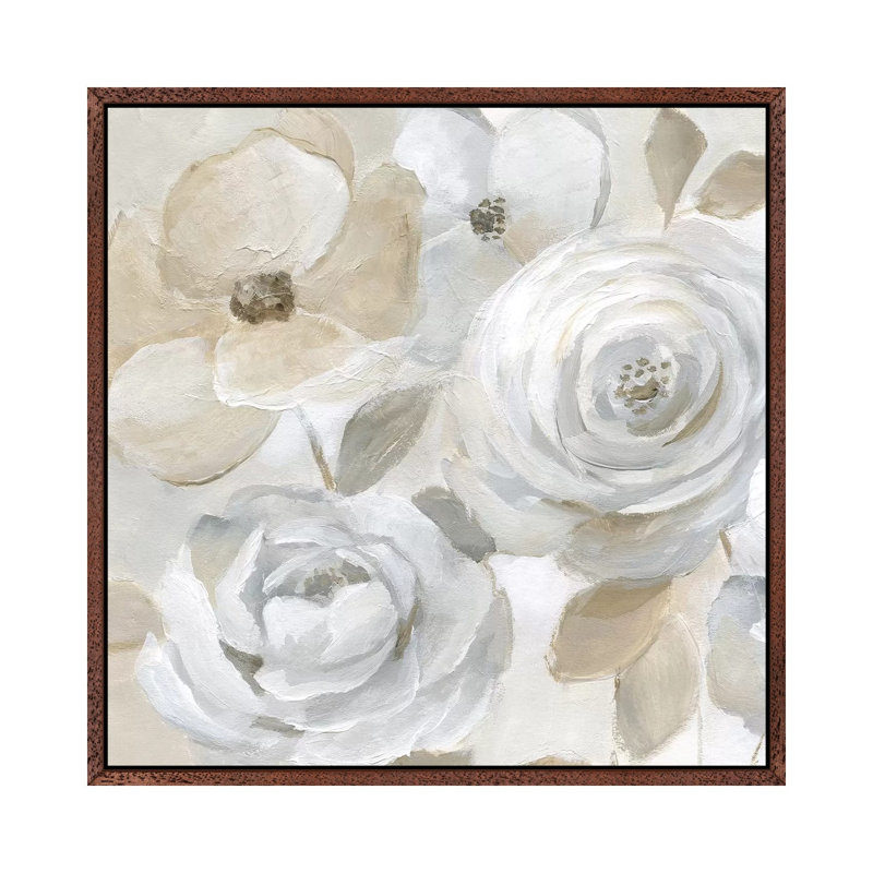 Soft Symphony - Painting on Canvas, 93.98 cm H x 93.98 cm W, Classic Brown Wood Framed