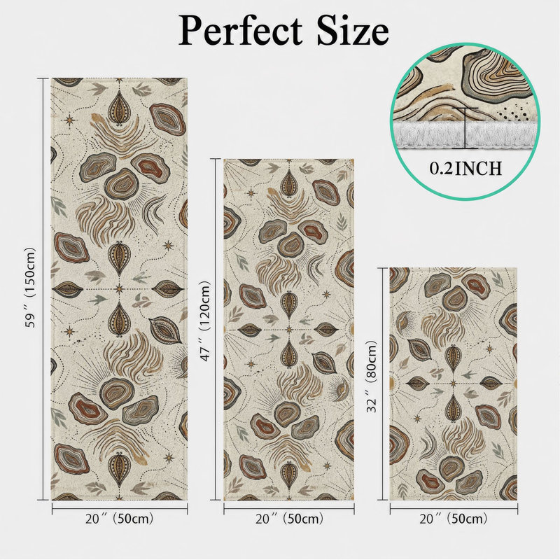 Tapis de cuisine lavables antidérapants Botanical Feather