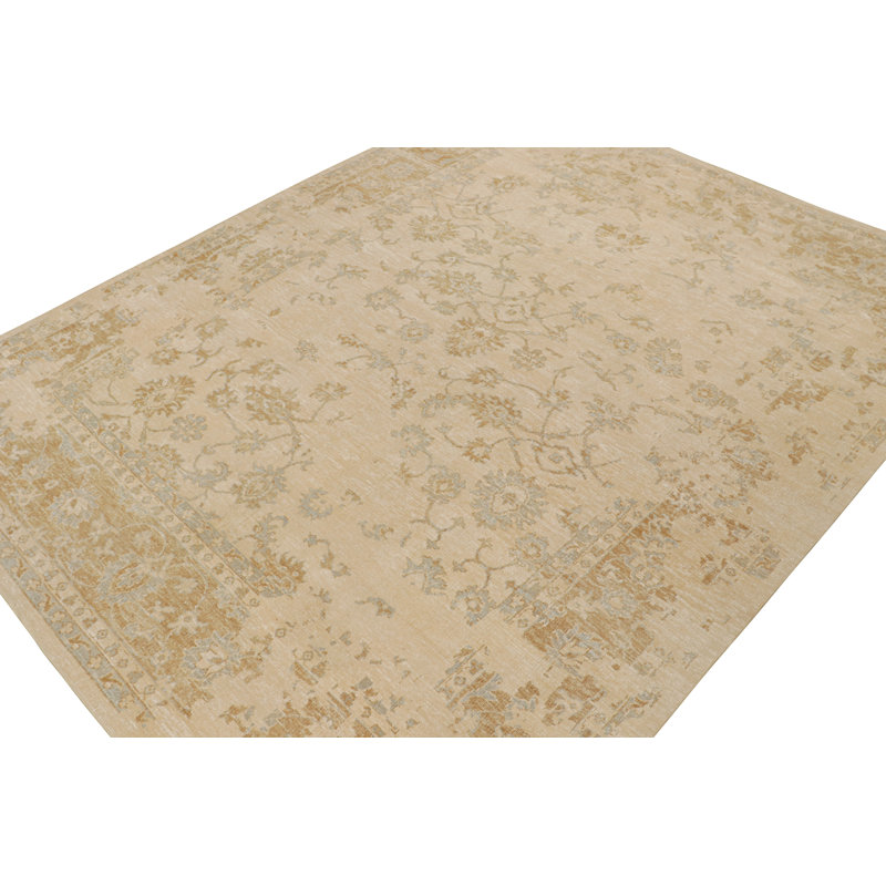 Hand Knotted Silk Area Rug in Brown