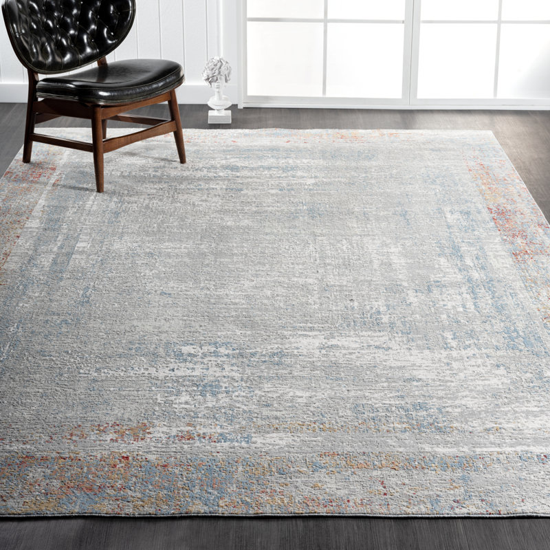 D Abstract Area Rug in Gray, Rectangle 8'6" x 11'6"