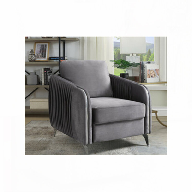 Velvet Accent Chair with Metal Leg