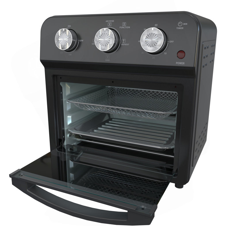 12.5 Quart Air Fryer Convection Toaster Oven, 1500W, 4 Cooking Modes, 7-In-1 Multifunction With Roast, Bake, Grill, Broil, Toast, Dehydrate, Defrost, Stainless Steel, Black